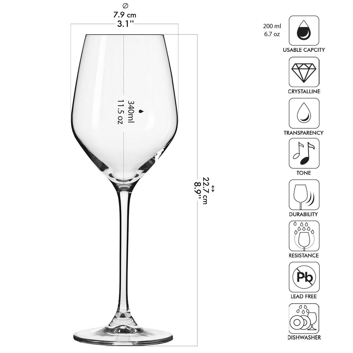 WEISSWEINGLÄSER 6er-Set 340 ML - Transparent, Glas (0.34L) - Krosno Glass