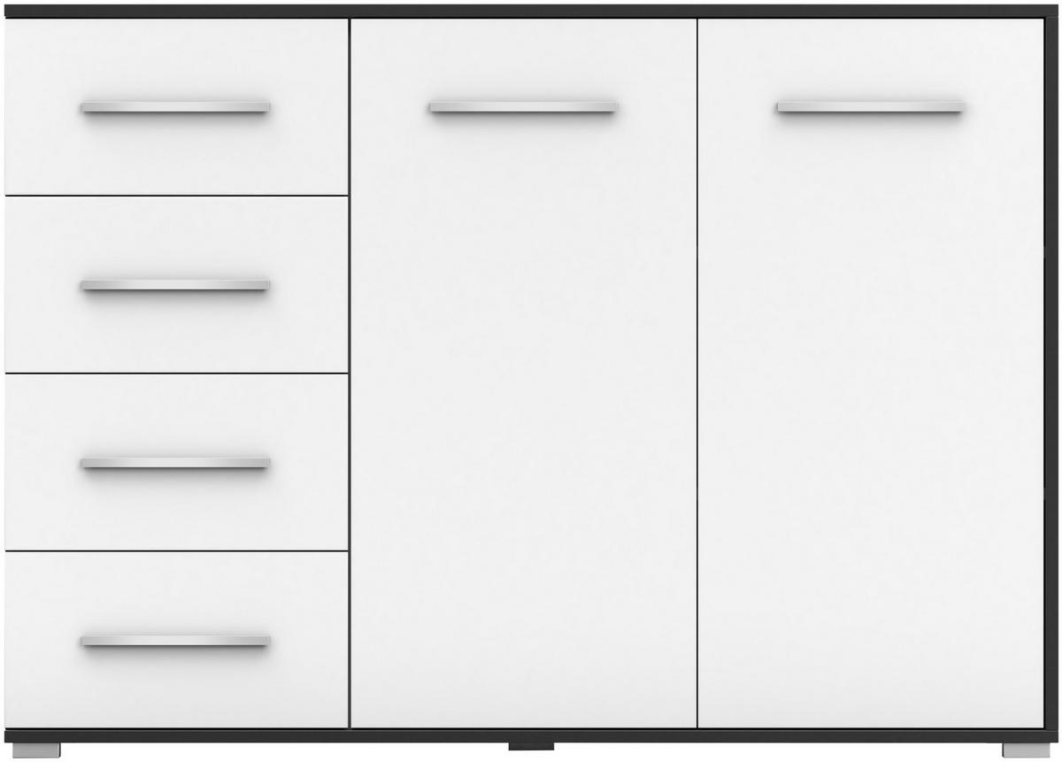 KOMMODE - Highboard IRYS 01 2D4S Schwarz + Weiß - Schwarz/Weiß, Holzwerkstoff (135/95/45cm) - Möblo