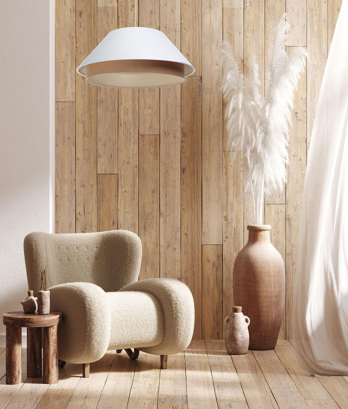 HÄNGELEUCHTE Weiß 60/25 cm - Beige/Weiß, Kunststoff (60/1.3/25cm) - ONZENO