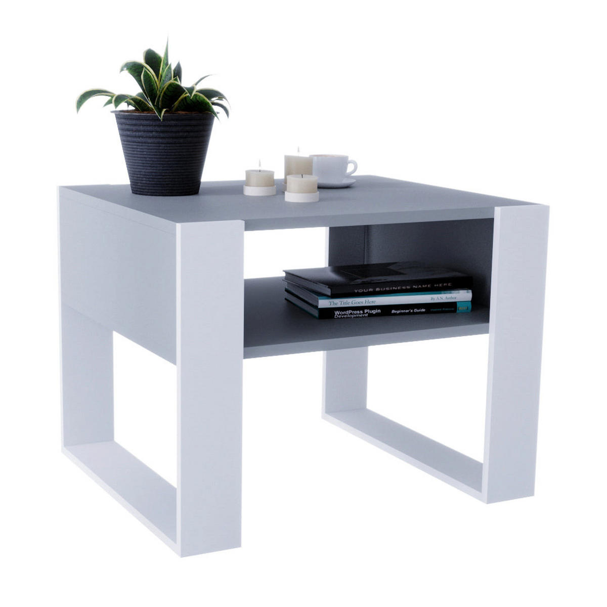 COUCHTISCH KARO 65 - Weiß/Grau, Holz (53.6/65/45cm) - Mat-Haus