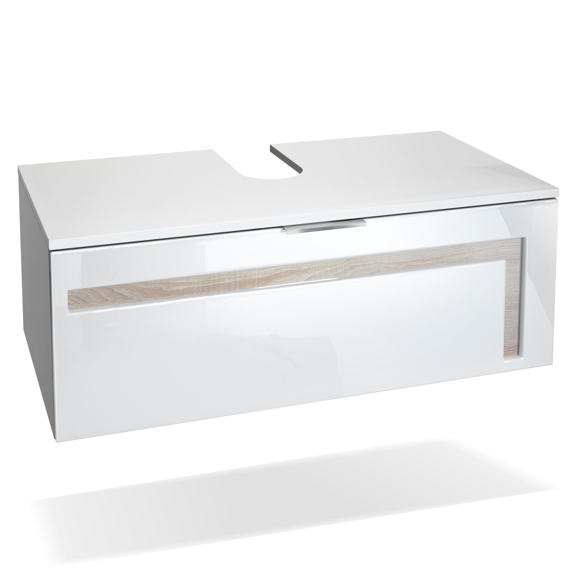 WASCHBECKENUNTERSCHRANK Aloha Absetzungen in Eiche sägerau - Eiche San Remo, Holzwerkstoff (96/36/51cm) - Vladon