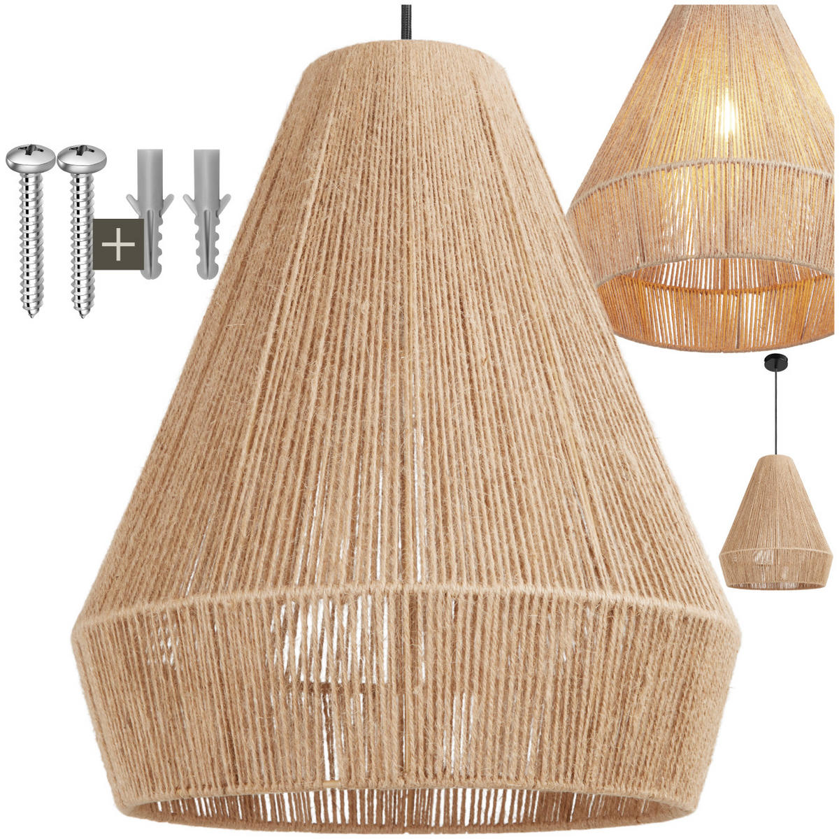 HÄNGELEUCHTE Pendelleuchte Suri,40,5 x 47 cm,natur - Naturfarben, Metall (40.5/40.5/47cm) - tectake
