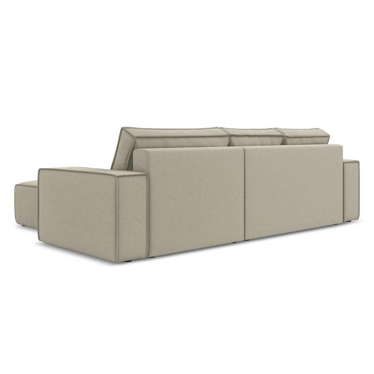 ECKSOFA mit Schlaffunktion Samt Stoff Creme - Perlmutt/Creme, Kunststoff/Textil (290/185cm) - LaMiaSofa