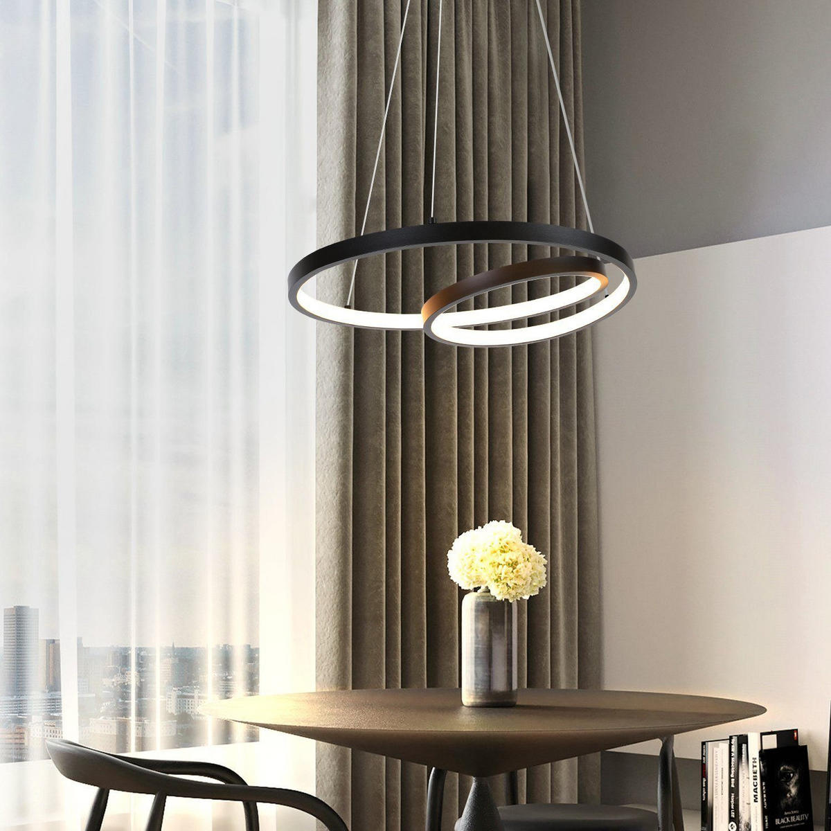 HÄNGELEUCHTE Flair 40/40/150 cm - Schwarz, Metall (40/40/150cm) - Nettlife