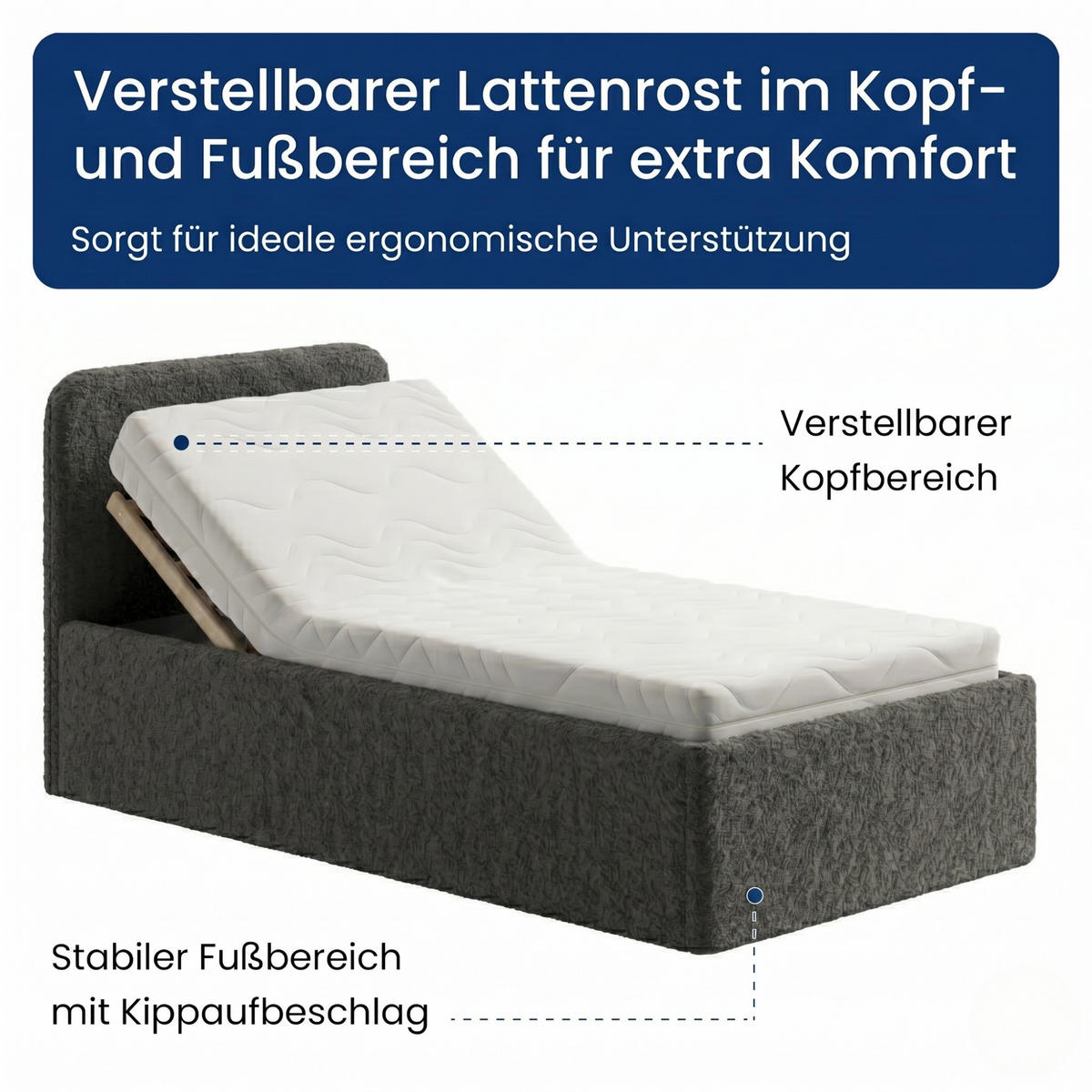 POLSTERBETT 100x200 cm Bouclé Schwarz - Schwarz, Textil (100/200cm) - Home Collective
