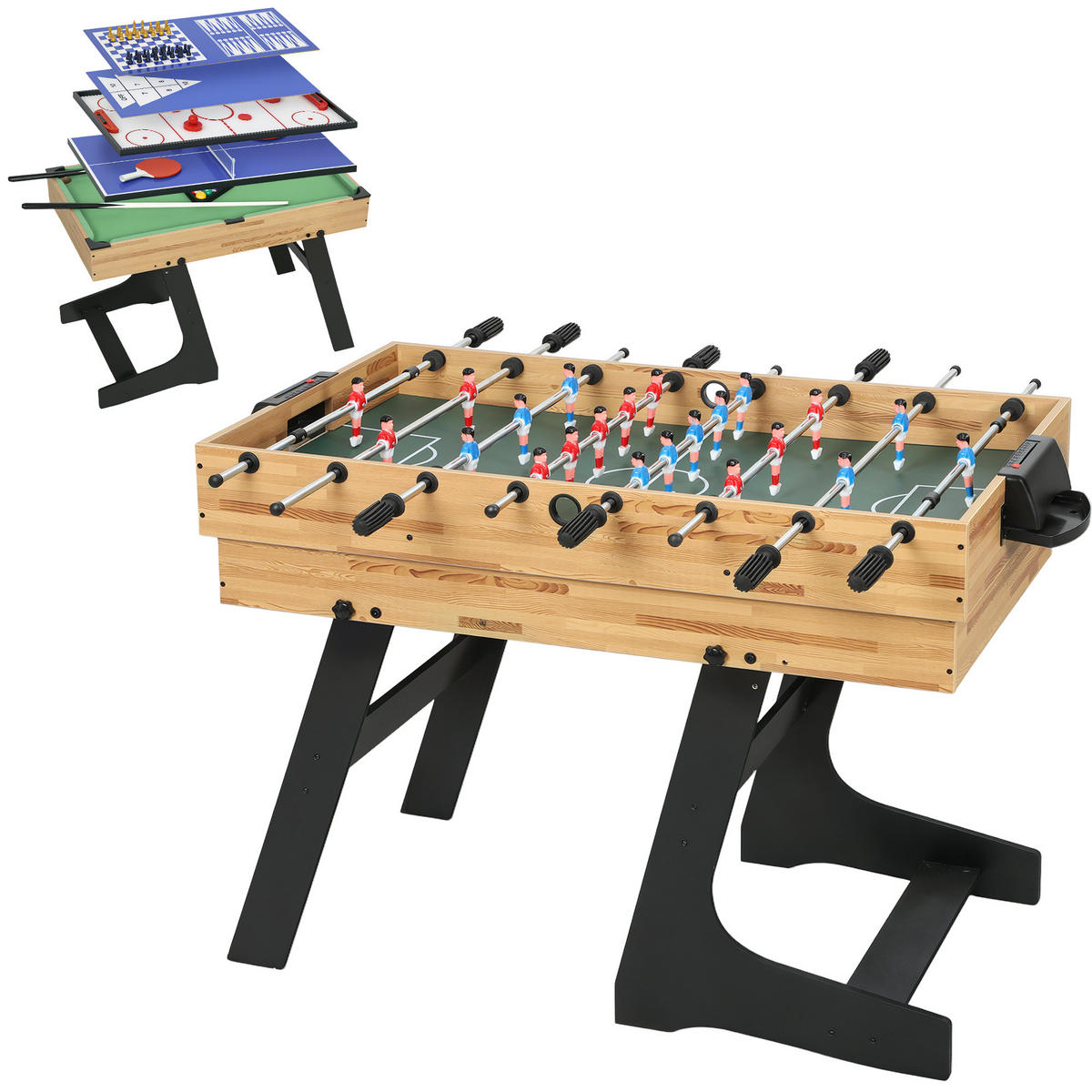 MULTISPIELTISCH DE-18854 Helles Nussbaum - Walnussfarben, Holzwerkstoff (106/120cm) - ComfortXL
