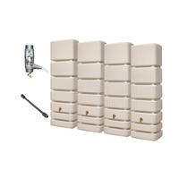 WANDTANK Komplett-Set 1400 L sandbeige 4 x 350 L inkl. Verbindungsset, Kunststoff-Auslaufhahn und Fallrohranschluss - Sandfarben, Kunststoff (270/184/39cm) - 4rain