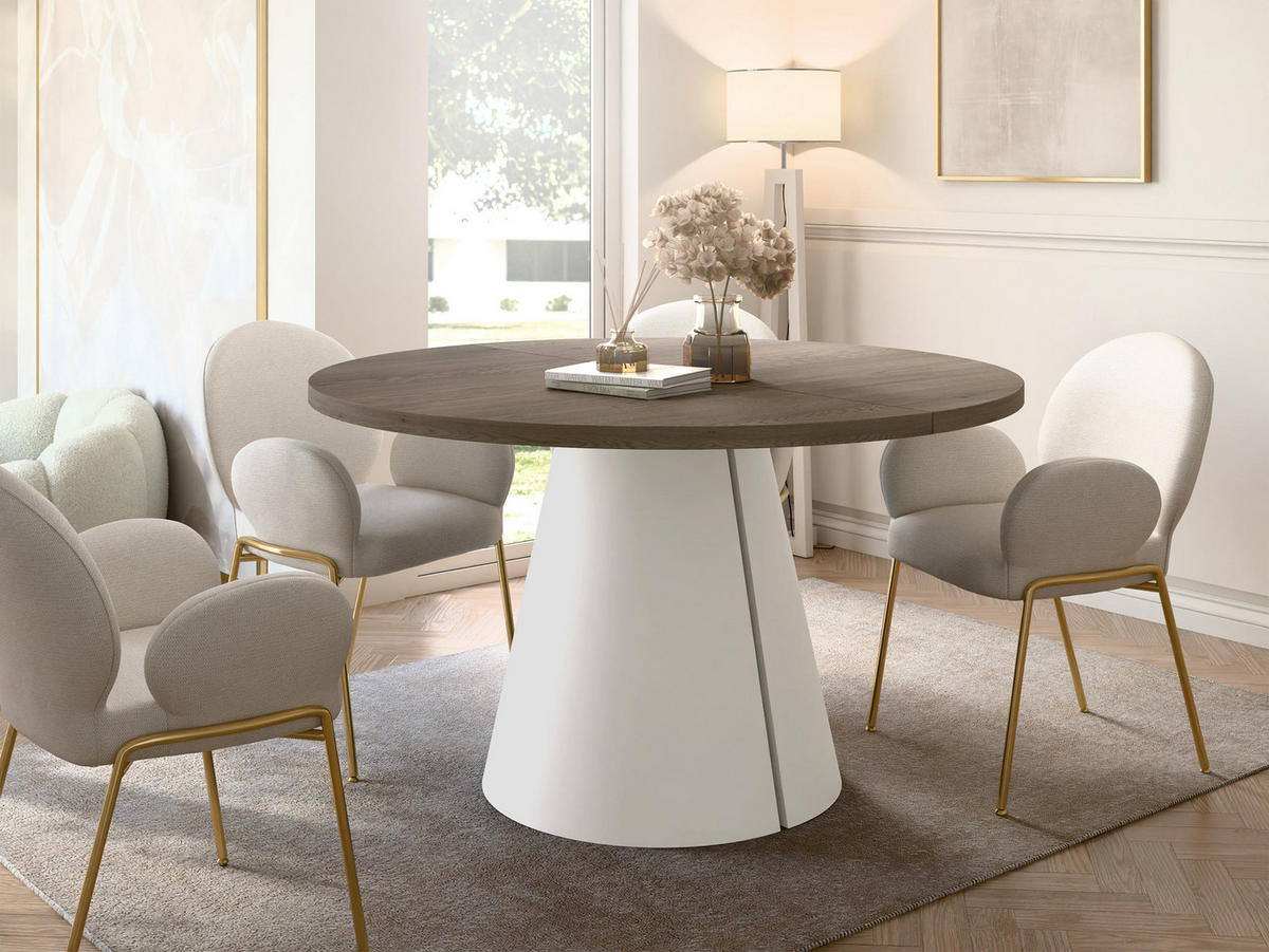 ESSTISCH Calma Cashmere 100 - Kaschmir/Eichefarben, Holzwerkstoff/Metall (100/100/76cm) - MIRJAN24