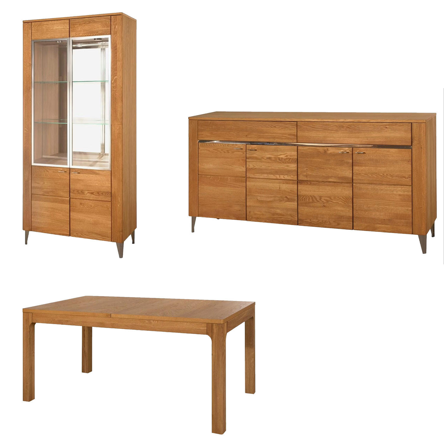 ESSZIMMER-SET Latina Honig Eiche 3-Teilig - Honigeiche/Braun, Holz (42/270/200cm) - Feldmann-Wohnen