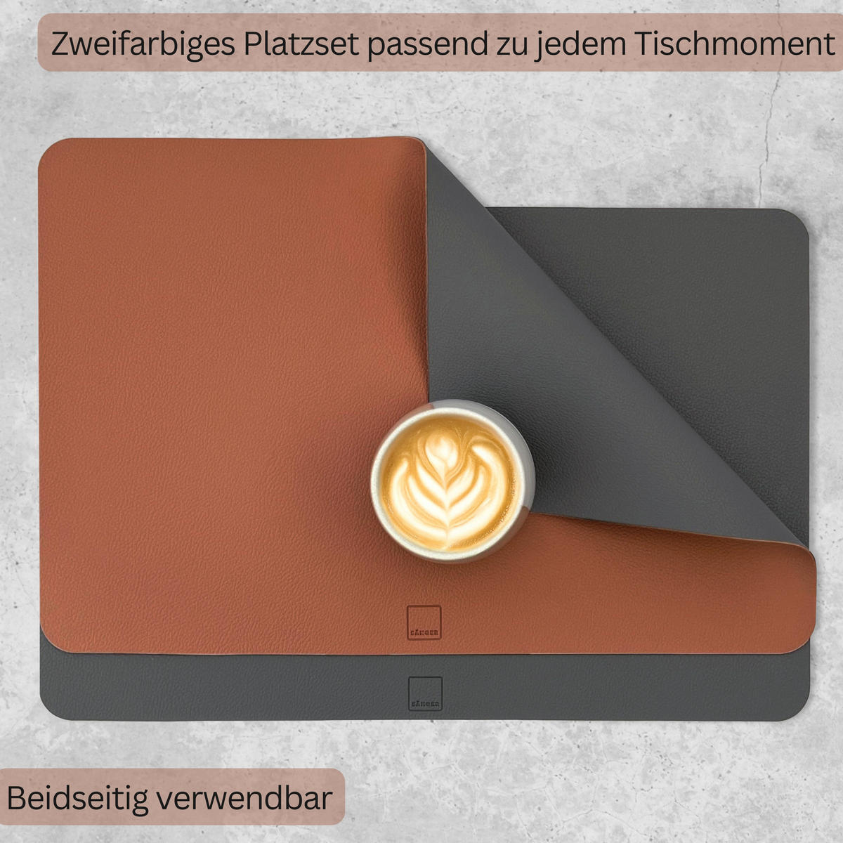 TISCHSET - Kunstleder - Doppelseitig - Anthrazit/Braun - Rechteckig - 44,5x30cm - 8 Stück - Anthrazit, Kunststoff (44.5/30cm) - Sänger