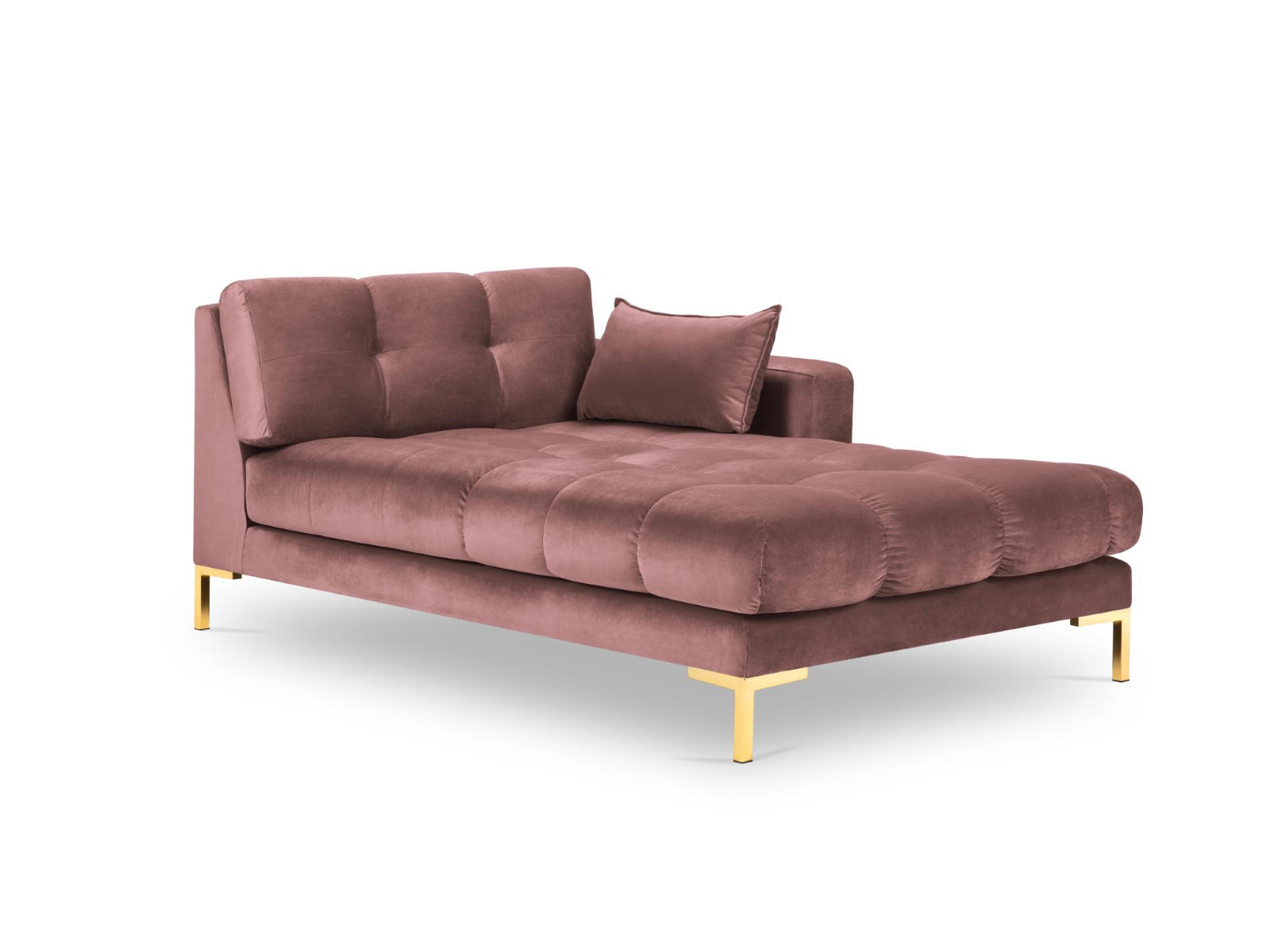 CHAISELONGUE rechts Mamaia aus Samt rosa - Pink, Textil (102/75/185cm) - Micadoni