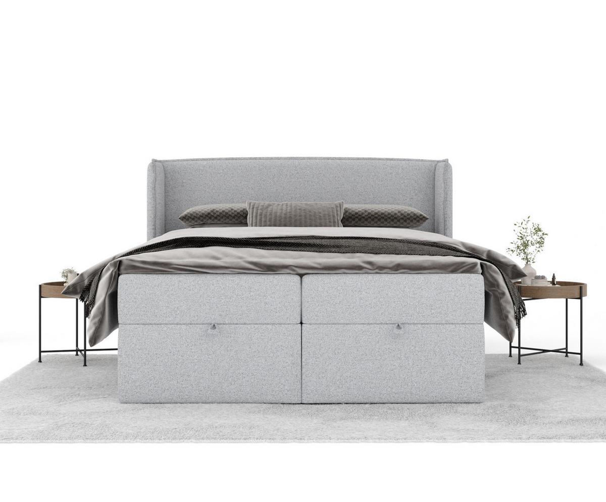 BOXBETT Passion Hellgrau 200/200 cm - Hellgrau/Schwarz, Kunststoff/Textil (200/200cm) - Maison de Reve