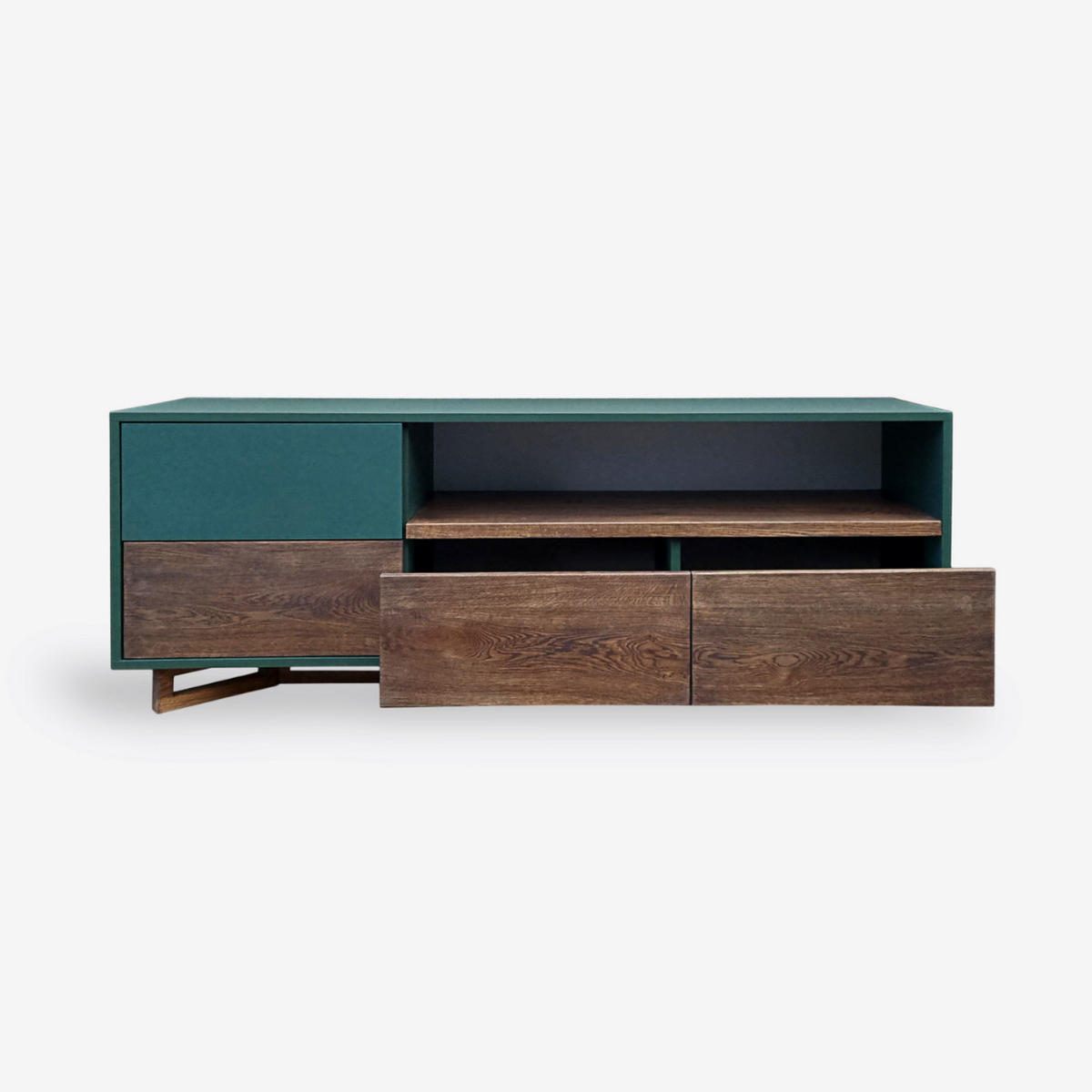 TV-SCHRANK aus Massivholz und Holzwerkstoffplatte für das Wohnzimmer NORD - Eichefarben, Holz (160/60/45cm) - Rawood Furniture