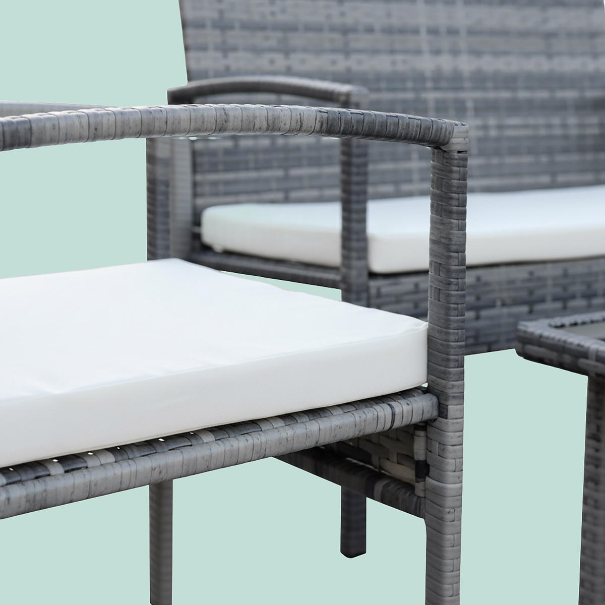 4-TLG.GARTENMÖBEL-SET - Grau, Glas/Kunststoff - Relaxdays