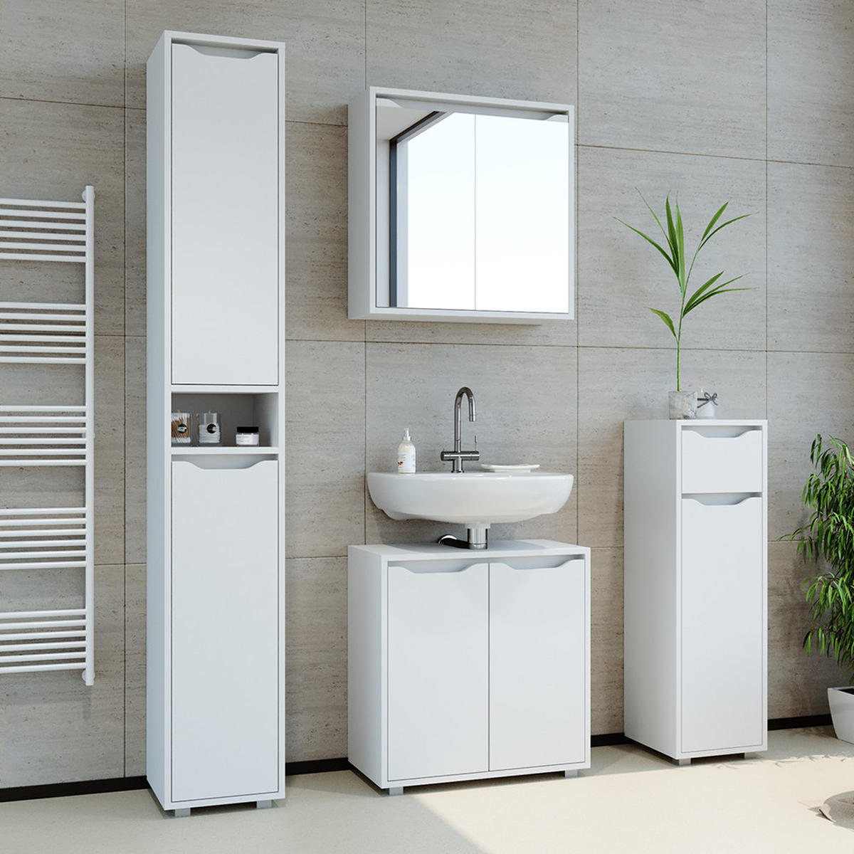 BADSPIEGELSCHRANK Ruben Weiß 60 x 60 cm - Weiß, Holzwerkstoff (60/60/20cm) - Vicco
