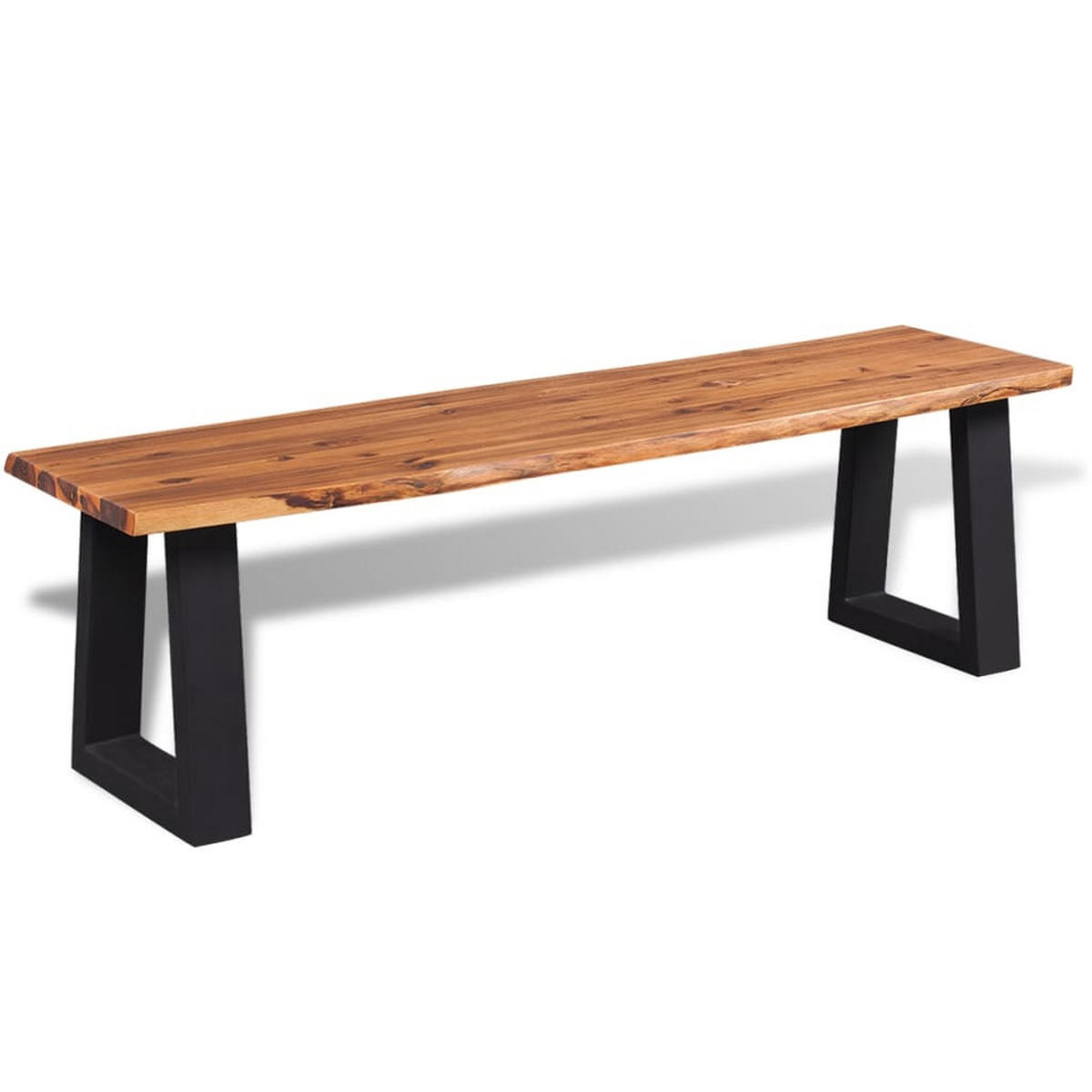 SITZBANK mit Metallfüße, 160/40/45 cm, aus Recyceltes Massivholz, in Braun und Schwarz - Braun, Holz (160/45/40cm) - vidaXL