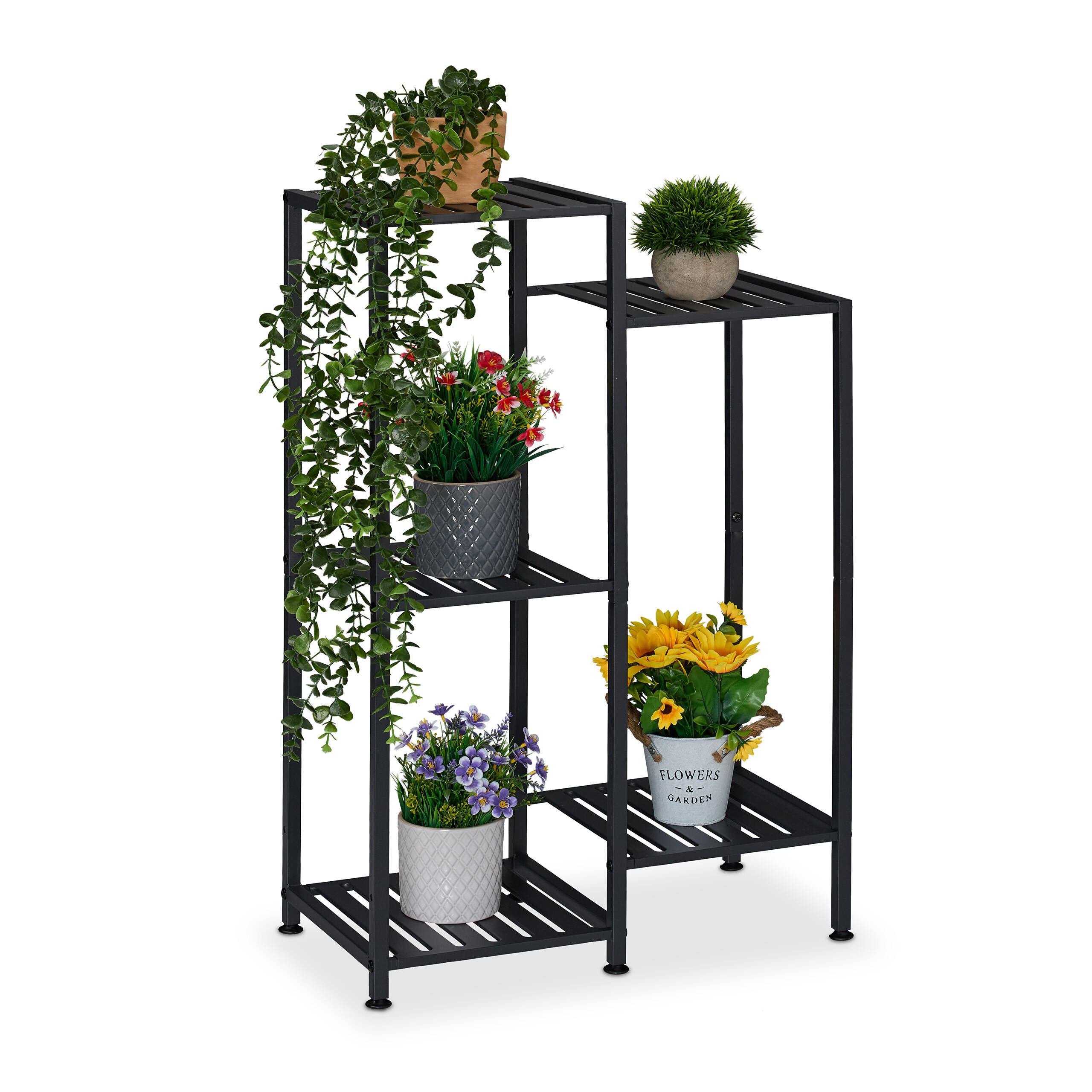 BLUMENREGAL - Schwarz, Metall (55/81/28.5cm) - Relaxdays