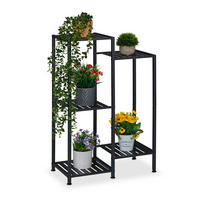 BLUMENREGAL - Schwarz, Metall (55/81/28.5cm) - Relaxdays