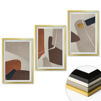 WANDBILDER 3er Set - 40x60 cm Goldrahmen - Abstrakte Boho-Malerei - Goldfarben, Kunststoff (40/60cm) - ArtPrintCave