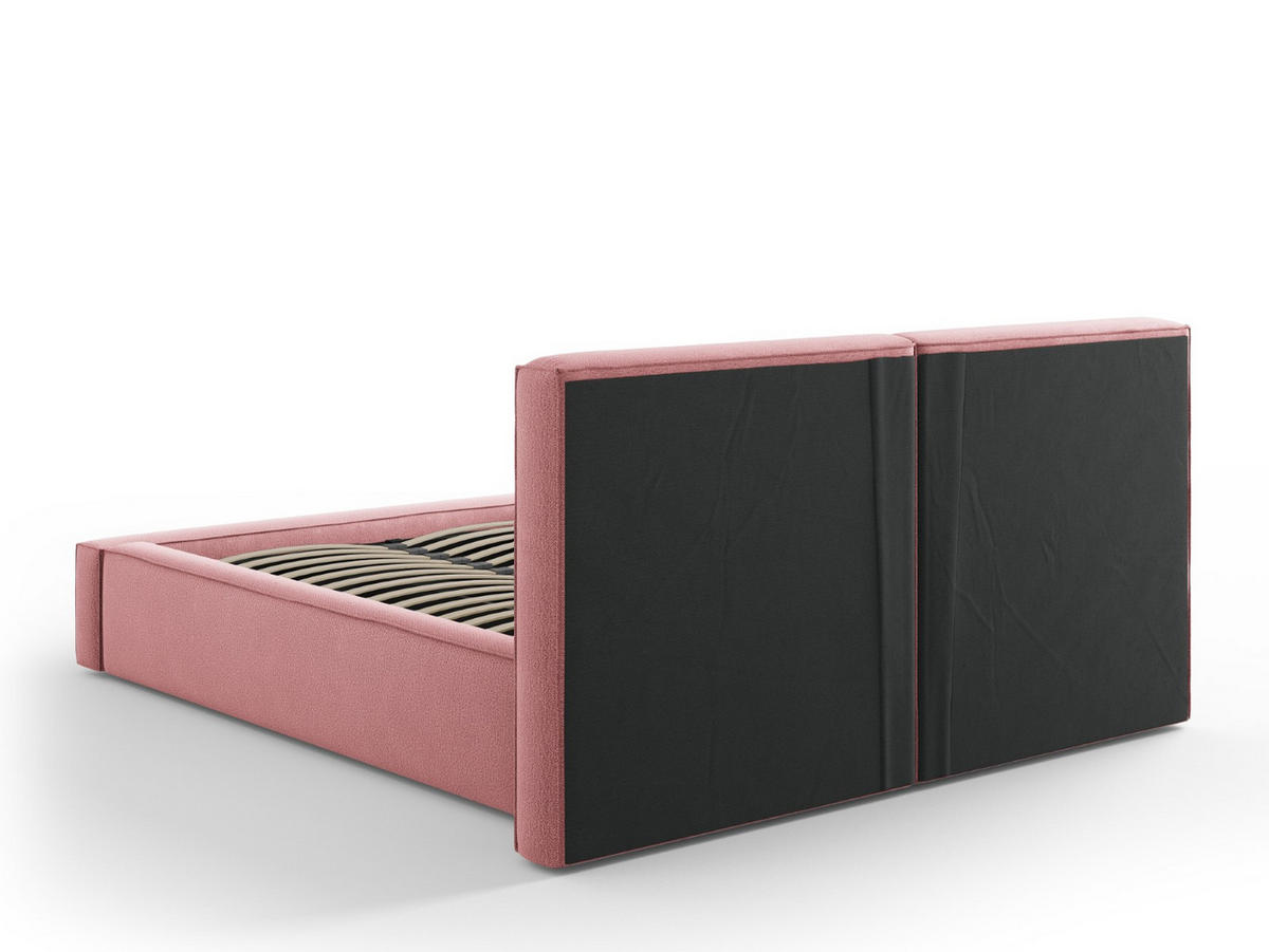 BETT mit Bettkasten und Kopfteil Jodie aus strukturiertem Stoff rosa 140x200cm - Pink, Textil (140/200cm) - Micadoni