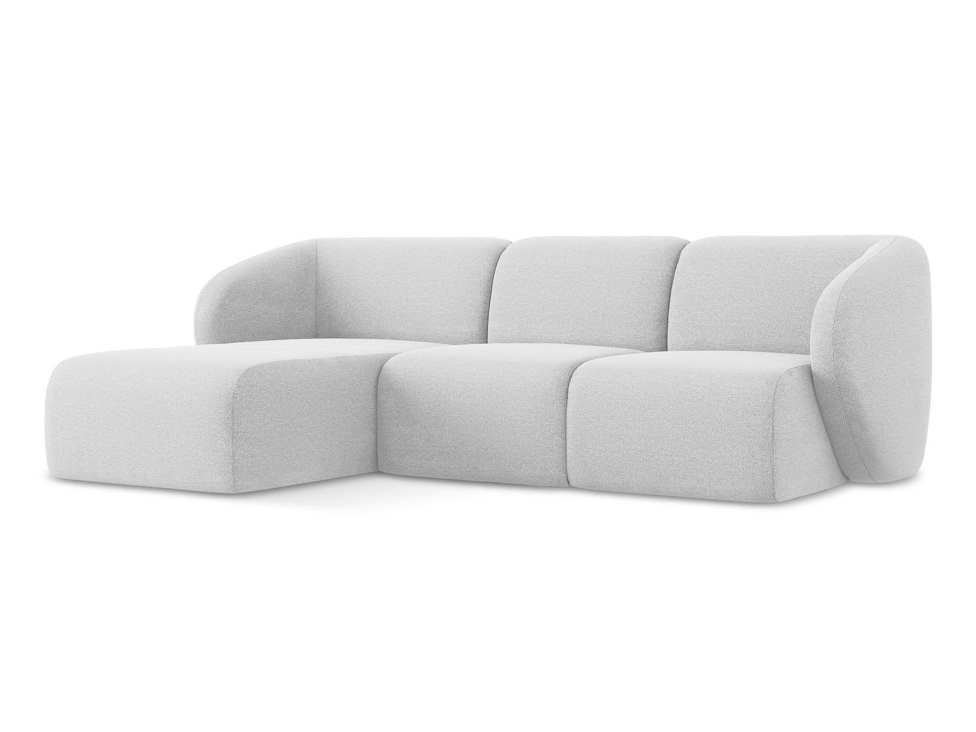 ECKSOFA Links Bouclé Stoff Grau - Silberfarben/Schwarz, Holzwerkstoff/Kunststoff (248/166cm) - Makamii