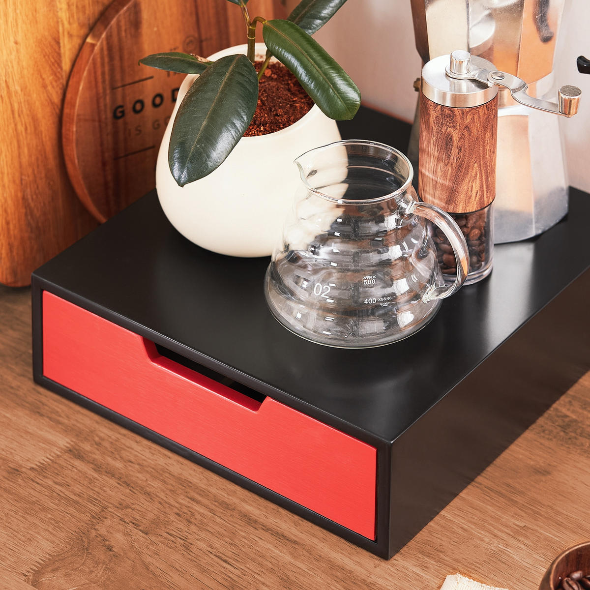 KAFFEE-KAPSELSTÄNDER Schwarz-Rot - Schwarz, Holz/Holzwerkstoff (30/9/31cm) - SoBuy