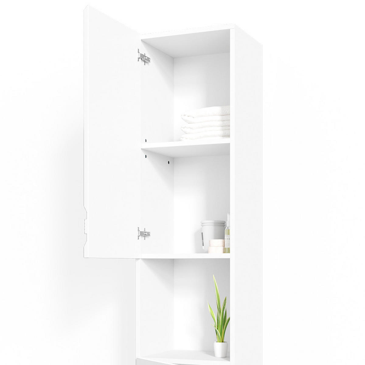 BADSCHRANK Fredd Weiß 36.4 x 190.5 cm - Weiß Hochglanz, Holzwerkstoff (36.4/190.5/31cm) - Vicco