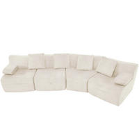 4-SITZER-SOFA modular Cord Kompression, DE-42936, Hellbeige - Beige, Textil (311/65/90cm) - ComfortXL