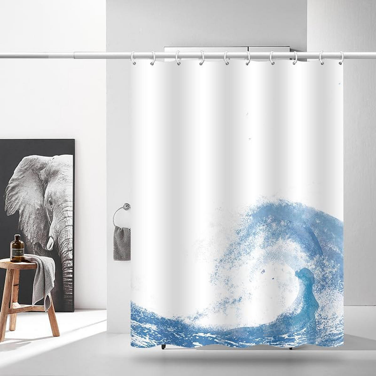 DUSCHVORHANG 3D bedruckt wasserdicht schimmelresistent maschinenwaschbar mit Haken - Multicolor, Textil (180/180cm) - MCBOSON