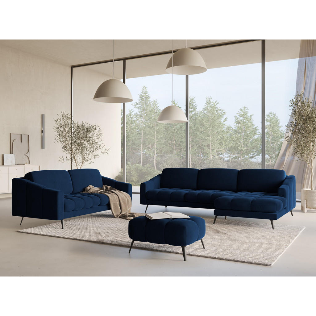 Thumbnail - Makamii Pouf, Dunkelblau, Textil, 1-Sitzer, Füllung: Schaumstoff, 78x41x60 cm, Made in EU, Wohnzimmer, Hocker, Sitzhocke...