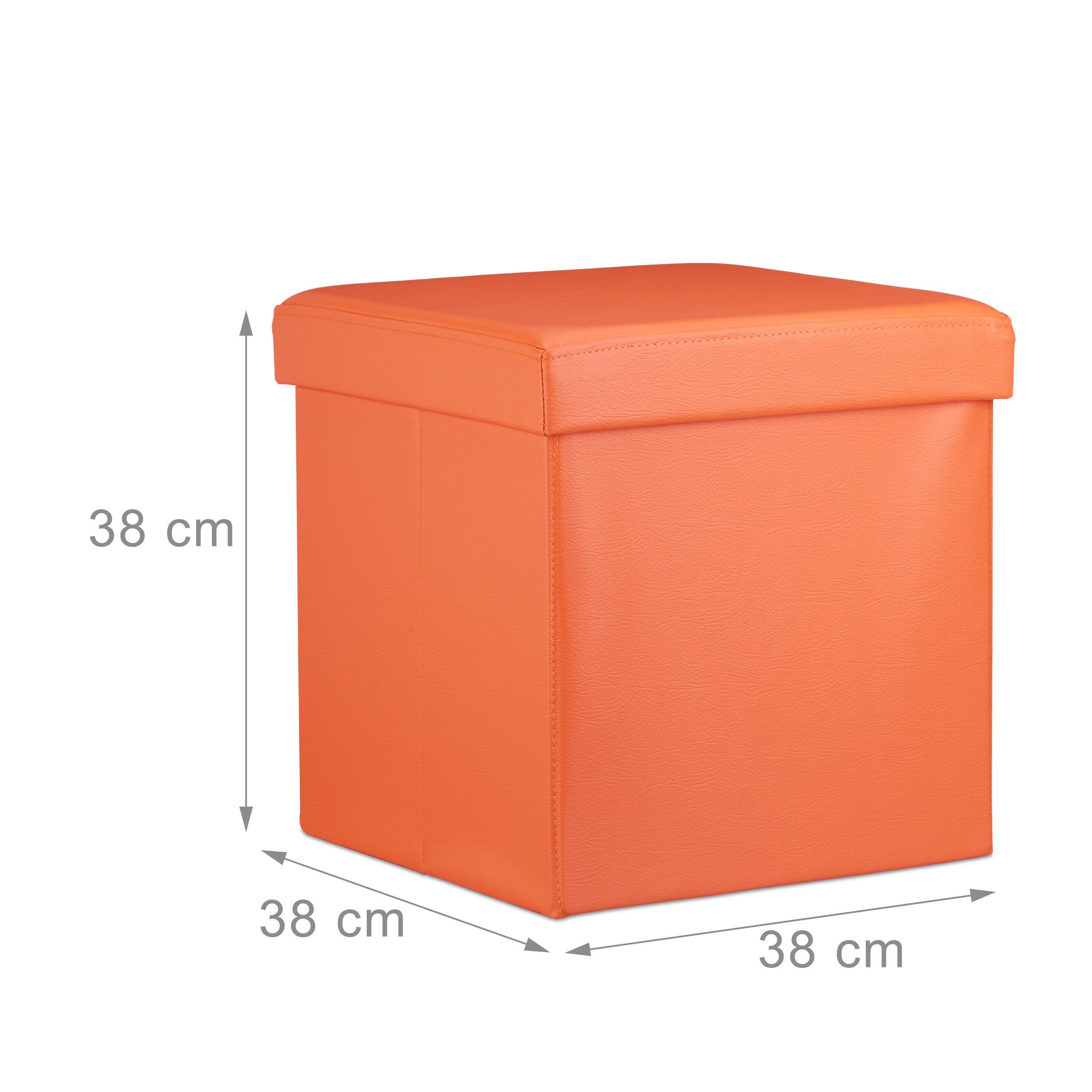 FALTBARER Sitzhocker - Orange, Holzwerkstoff/Kunststoff (38/38/38cm) - Relaxdays