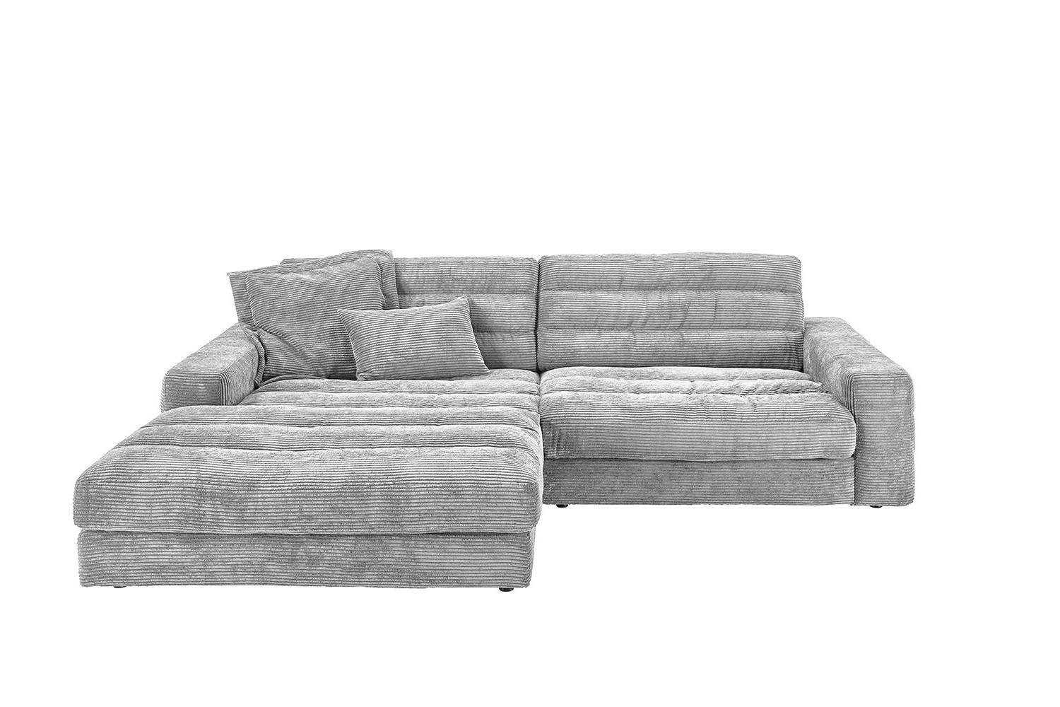 ECKSOFA LANA SOFA Hellgrau Cord - Hellgrau/Schwarz, Textil (296/205cm) - KAWOLA