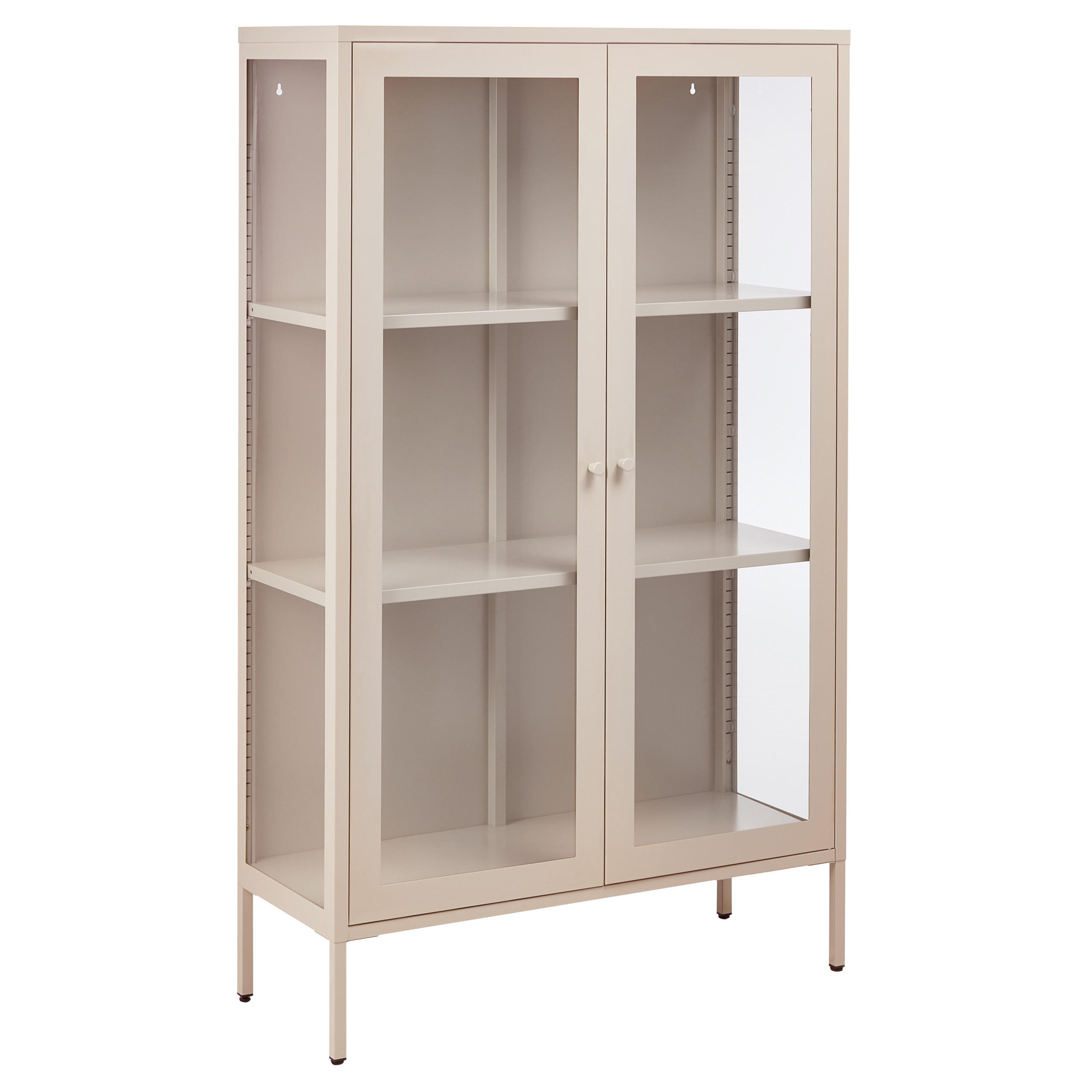 VITRÍNA se skleněnými dveřmi Kov 90 cm Béžová Nash - béžová, kov (90/150/35cm) - Beliani