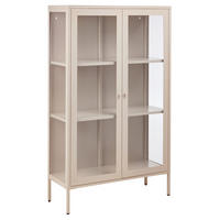 VITRÍNA se skleněnými dveřmi Kov 90 cm Béžová Nash - béžová, kov (90/150/35cm) - Beliani