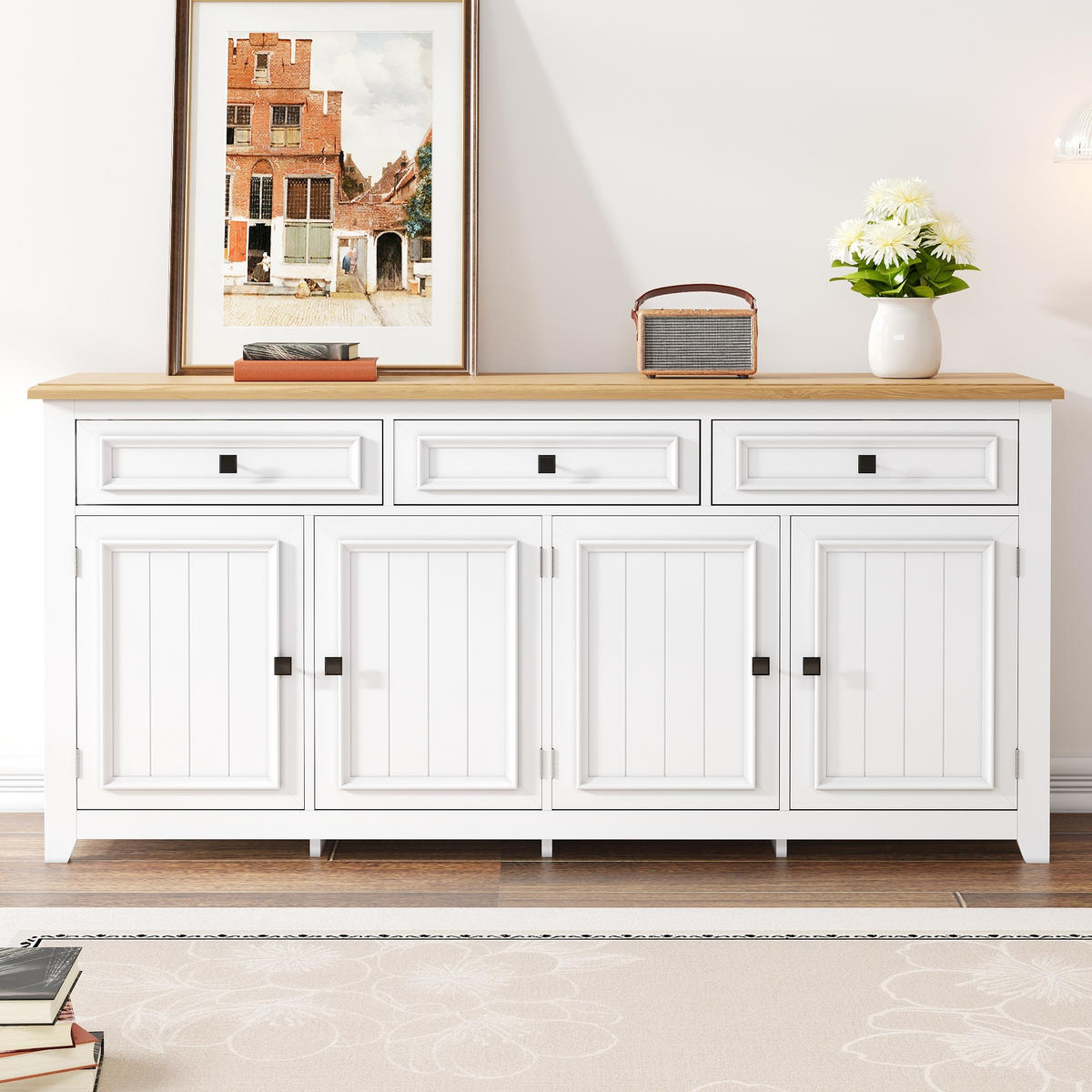 SIDEBOARD 160x35x76 cm Stauraum - Weiß, Holz (160/76/35cm) - Fortuna Lai
