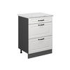 SCHUBLADENSCHRANK R-Line Weiß Landhaus 60 cm AP Marmor - Anthrazit/Creme, Holzwerkstoff (60/81.6/60cm) - Vicco