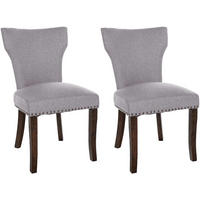 WOHNZIMMERSTUHL 2er Set Stoff grau - Grau, Holz/Textil (52/90/59cm) - CLP