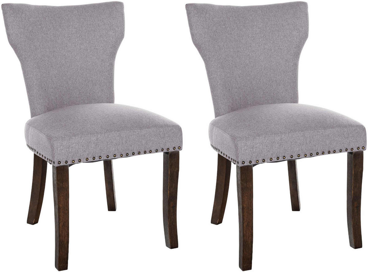 WOHNZIMMERSTUHL 2er Set Stoff grau - Grau, Holz/Textil (52/90/59cm) - CLP