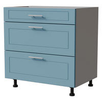 SCHUBLADENUNTERSCHRANK Bari D3/80 Grau / RAL 5024 pastellblau 80 / 50 / 82cm Blum Teilauszug - Blau/Grau, Holz/Holzwerkstoff (80/82/50cm) - Feldmann-Wohnen