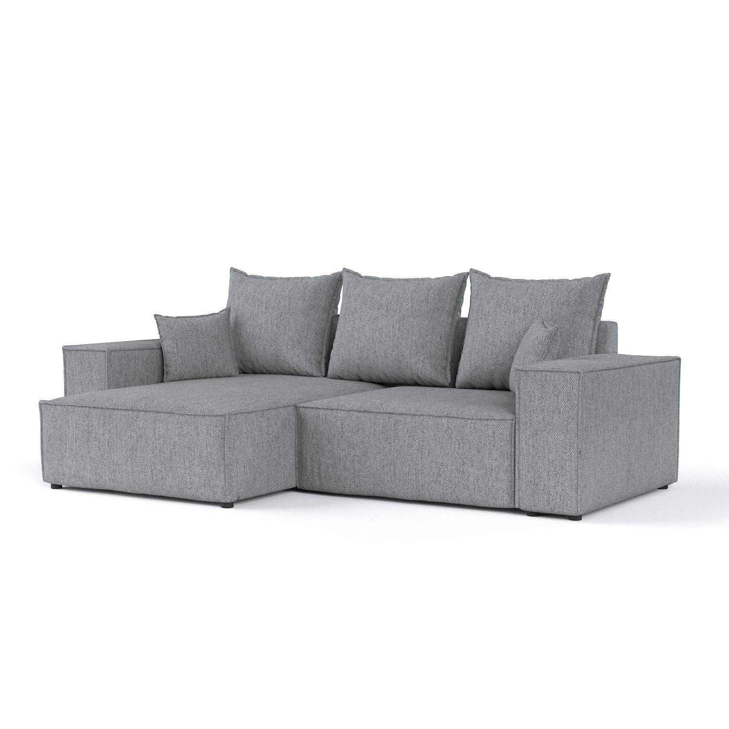 ECKSOFA SENSO mit Schlaffunktion Grau im Neve Stoff - Schwarz/Grau, Holz/Holzwerkstoff (255/148cm) - AltaBeds