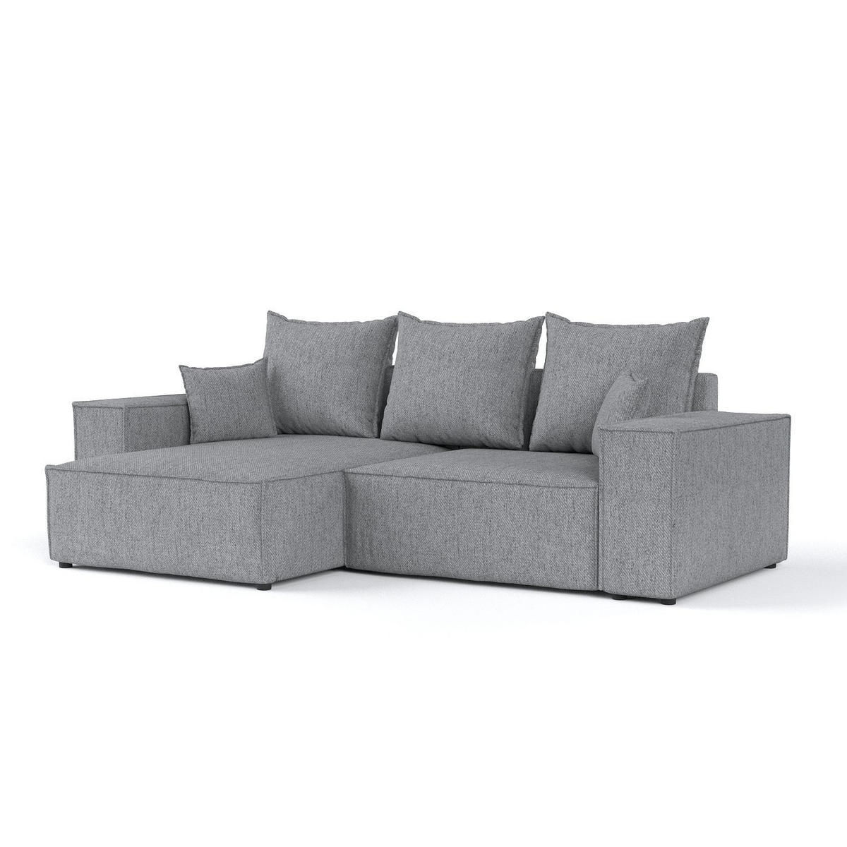 ECKSOFA SENSO mit Schlaffunktion Grau im Neve Stoff - Schwarz/Grau, Holz/Holzwerkstoff (255/148cm) - AltaBeds