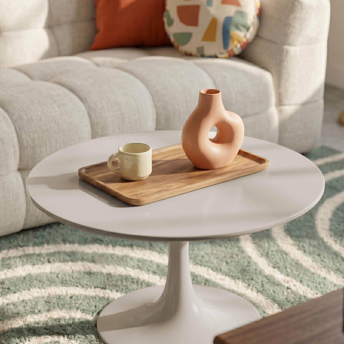 COUCHTISCH, Cremefarben - Taupe, Metall (70/70/47cm) - Oviala