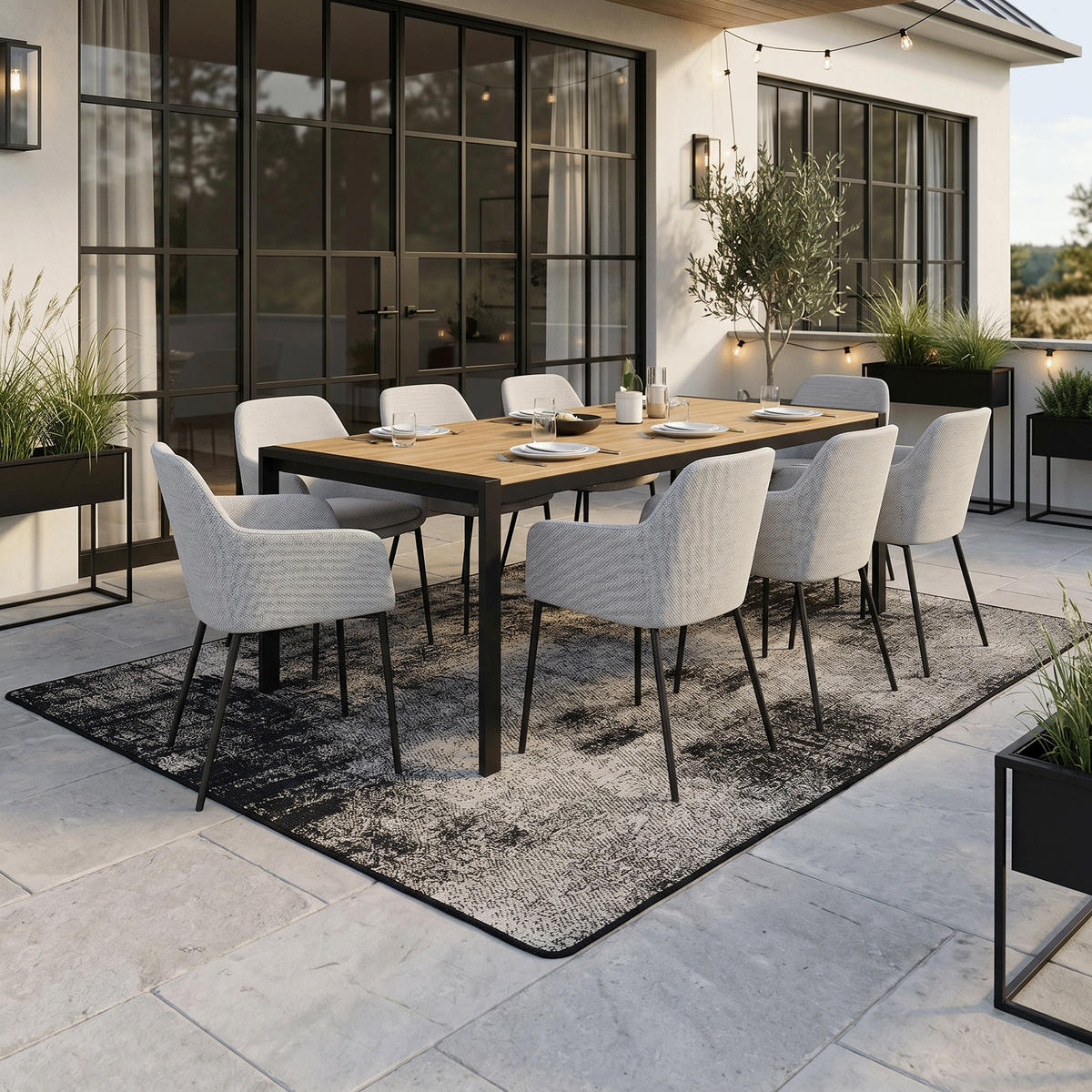 IN- UND OUTDOOR TEPPICH BEIDSEITIG NEWPORT DESIGN - Schwarz, Textil (200/250cm) - Snapstyle