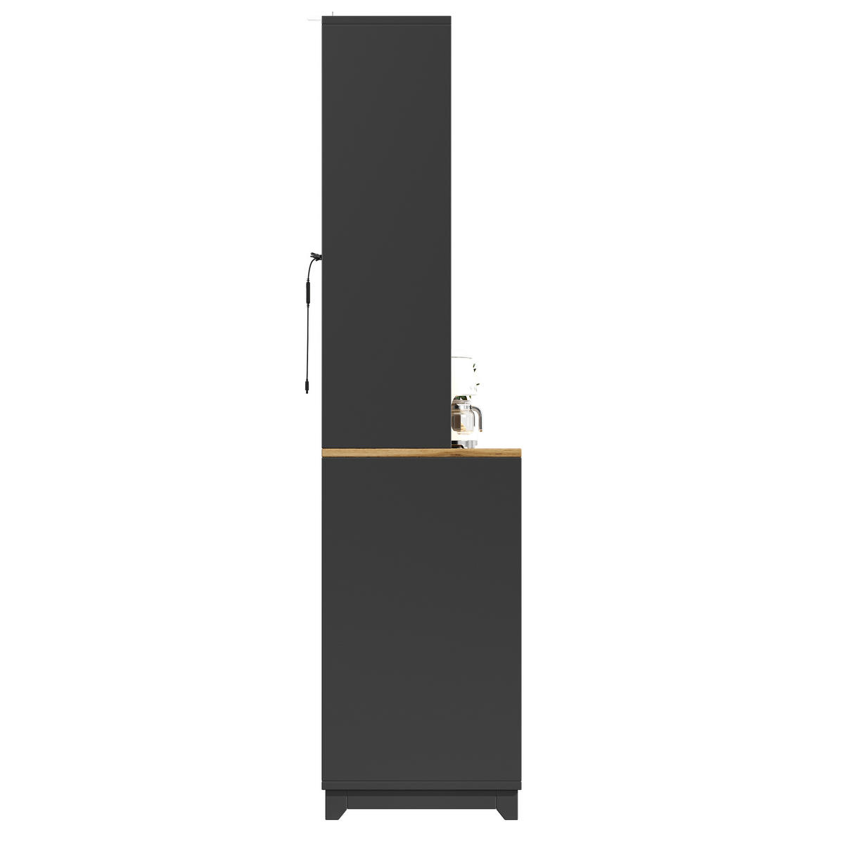 KÜCHENSCHRANK 120x40x180 Cm Acryl Türen LED Schwarz - Schwarz, Metall (120/180/40cm) - FLIEKS