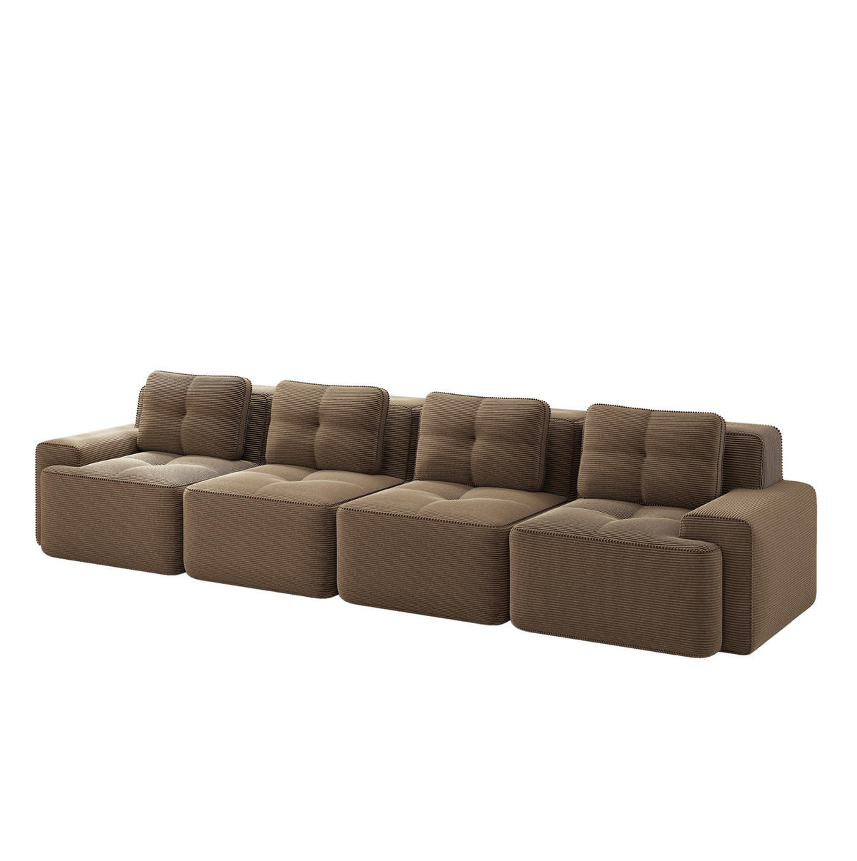SOFA modular mit Tiefsitz 74 cm Cord Braun - Braun, Kunststoff (104/69/382cm) - Meubliv