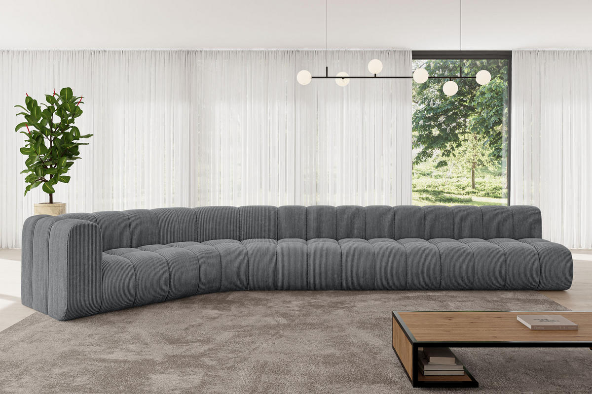 ECKSOFA modulares Sofa Karex-L3 - 490x194x70 cm Dunkelgrau - Dunkelgrau, Holzwerkstoff/Textil (490/194cm) - ALTDECOR