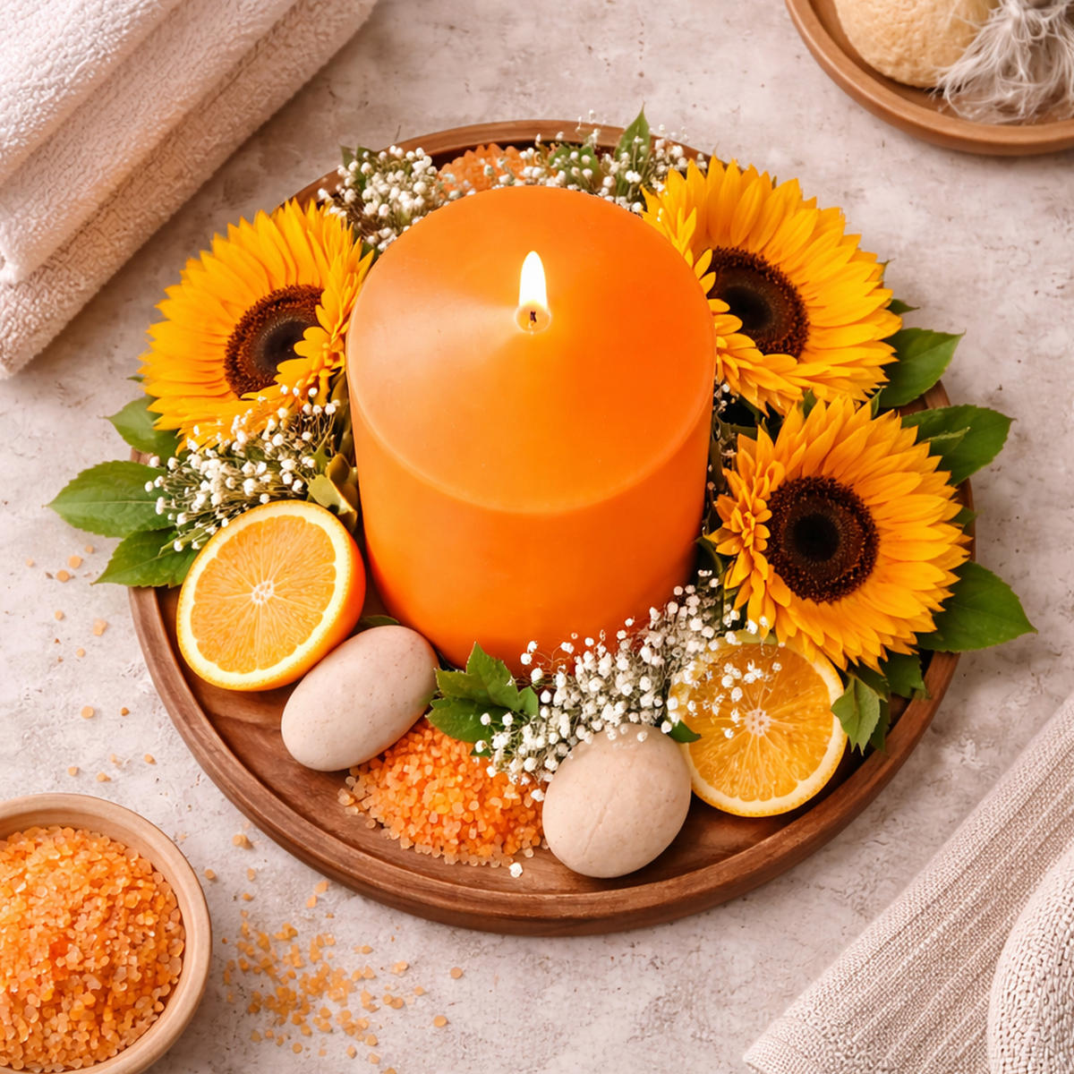 STUMPENKERZEN (2er Pack) Ø6cm x 10cm - Orange - Orange, Naturmaterialien (10cm) - HS Candle