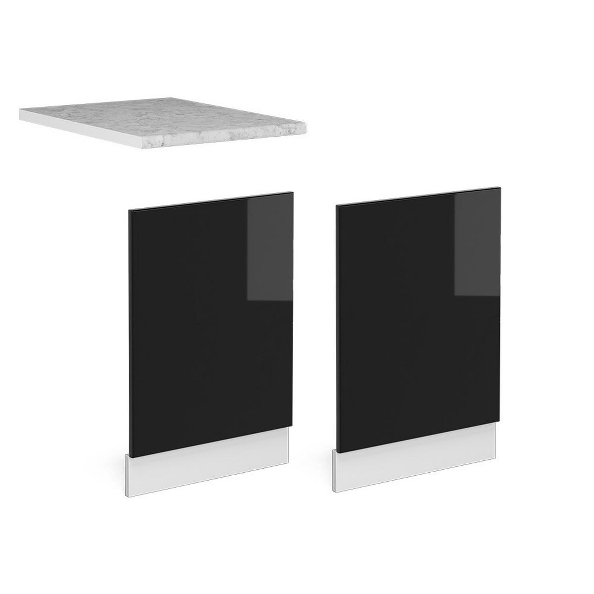 FRONTBLENDE R-Line Schwarz Hochglanz 45 cm, AP Anthrazit - Schwarz Hochglanz/Schwarz, Holzwerkstoff (45/57.2/1.6cm) - Vicco
