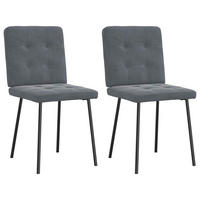 ESSZIMMERSTÜHLE 2 Stk. Dunkelgrau Samt 45*54*83cm - Dunkelgrau, Metall (45/83/54cm) - ZMH