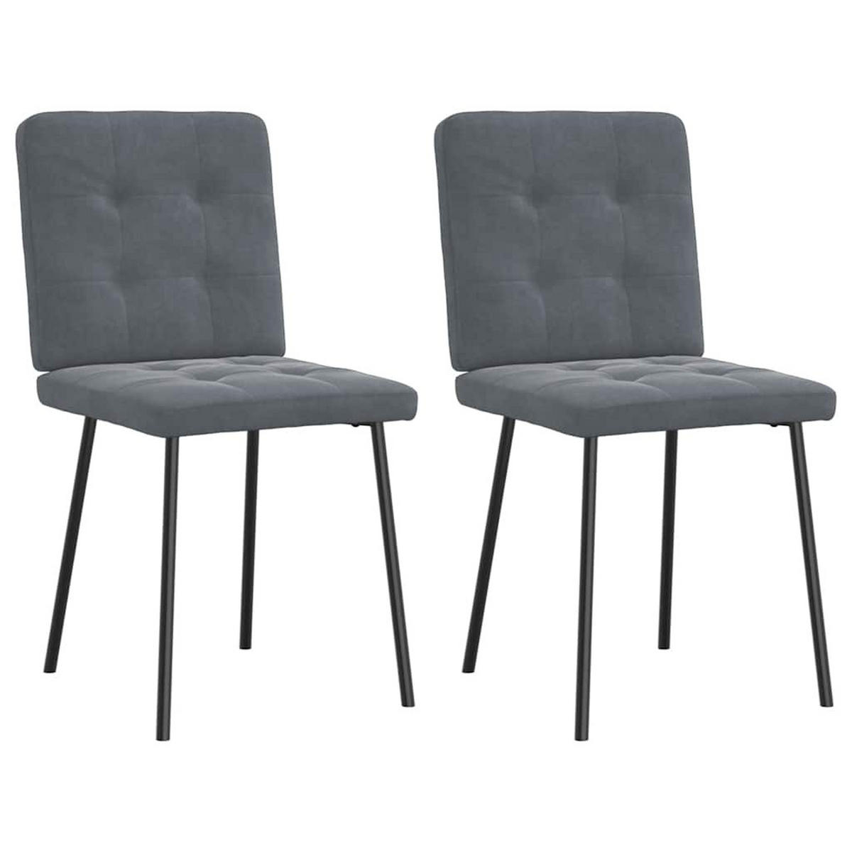 ESSZIMMERSTÜHLE 2 Stk. Dunkelgrau Samt 45*54*83cm - Dunkelgrau, Metall (45/83/54cm) - ZMH